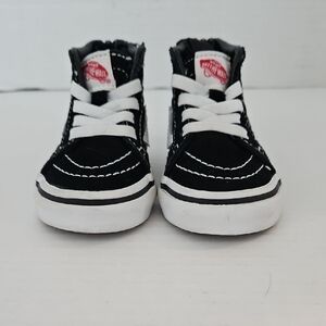 Vans KidsToddler Black White Zip Back Closure High Top Sneakers Sz 3